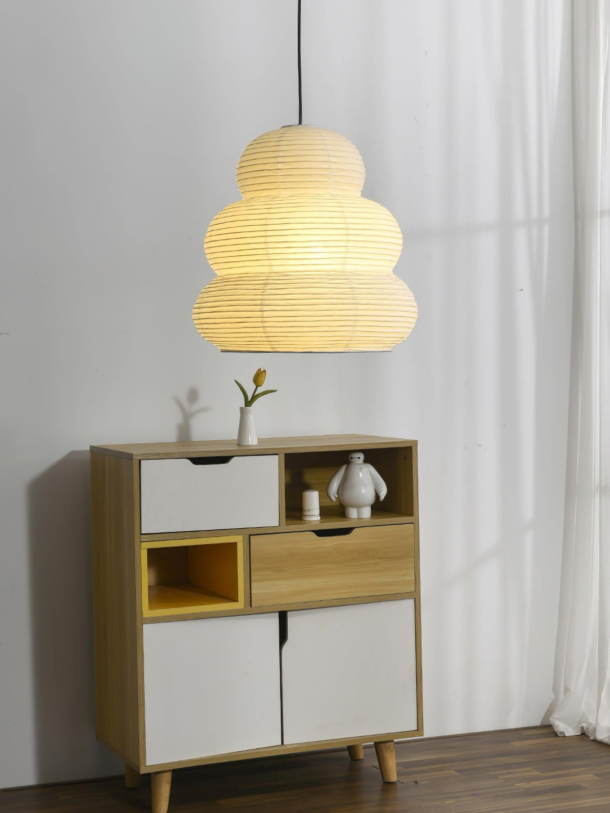 Solara lampa wisząca z papieru washi wielopoziomowa latarnia japońska do salonu