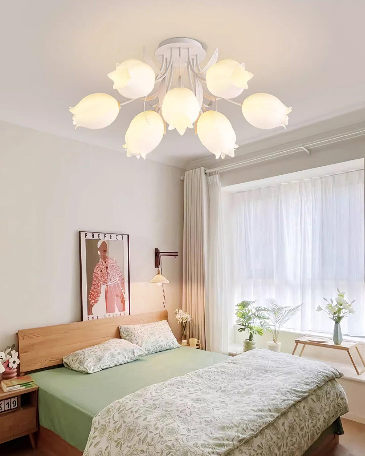 Lampa sufitowa Lily Flower Blossom z zieloną podstawą