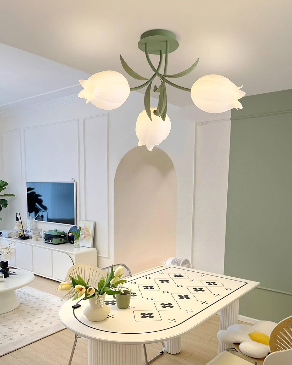 Lampa sufitowa Lily Flower Blossom z zieloną podstawą