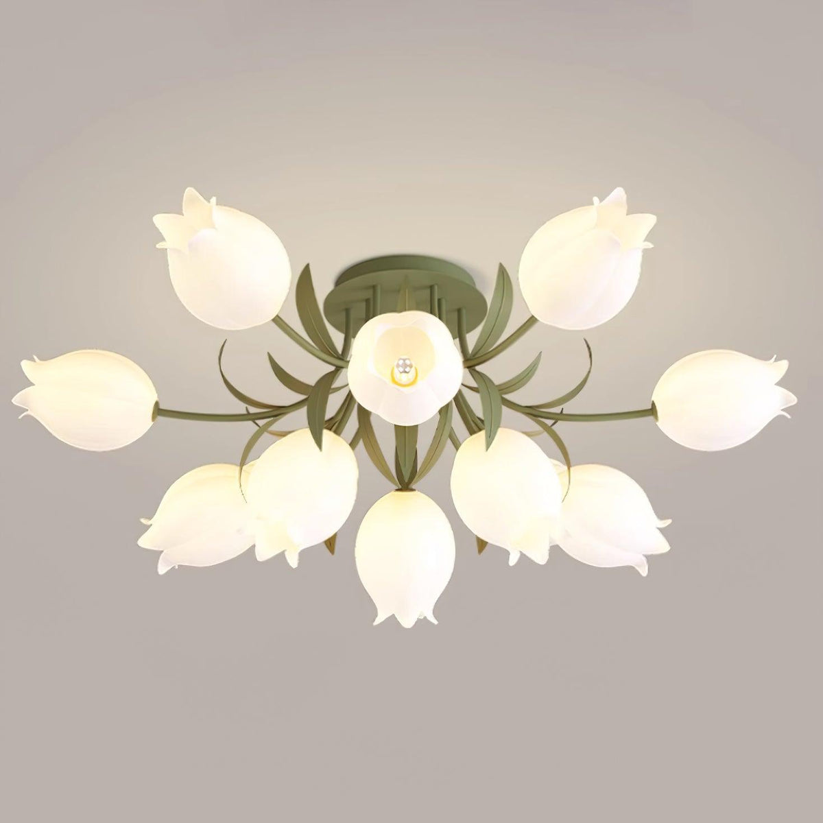 Lampa sufitowa Lily Flower Blossom z zieloną podstawą