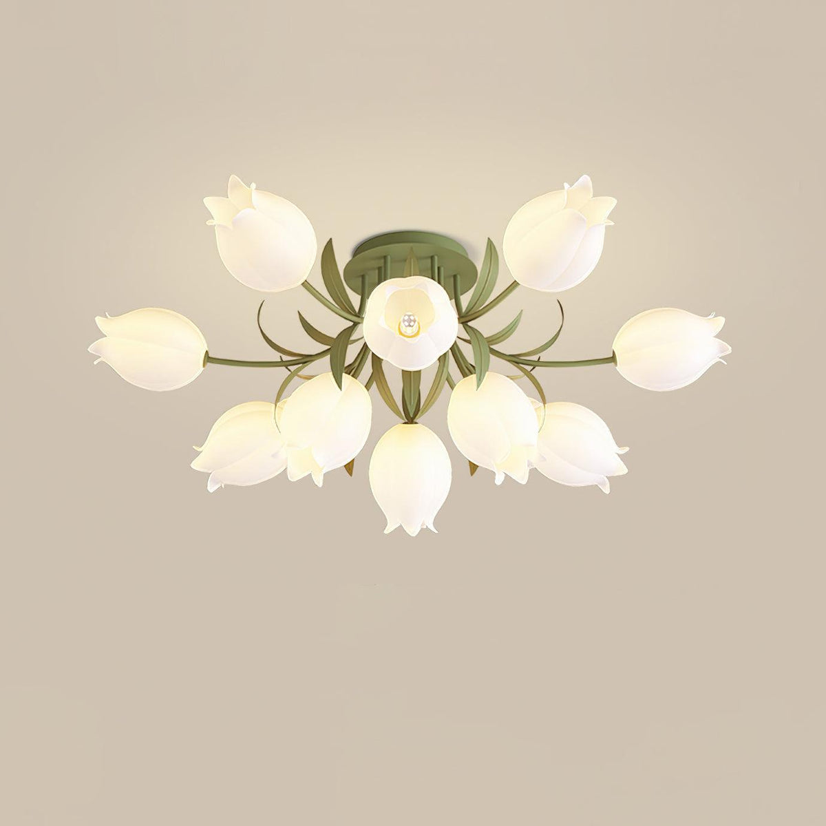 Lampa sufitowa Lily Flower Blossom z zieloną podstawą