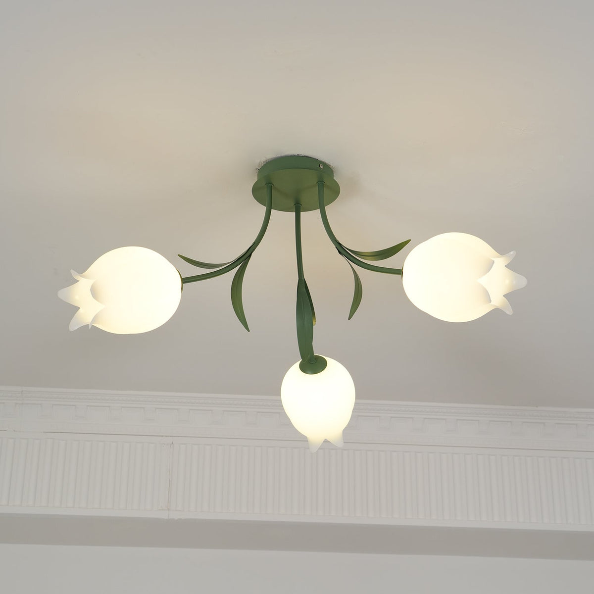 Lampa sufitowa Lily Flower Blossom z zieloną podstawą