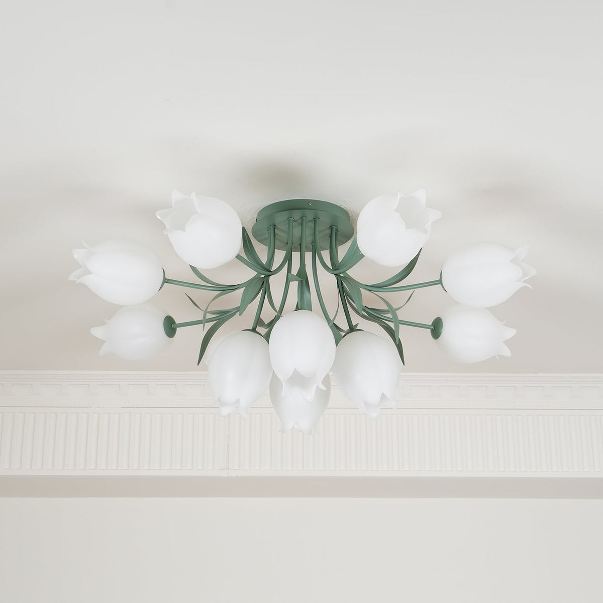 Lampa sufitowa Lily Flower Blossom z zieloną podstawą