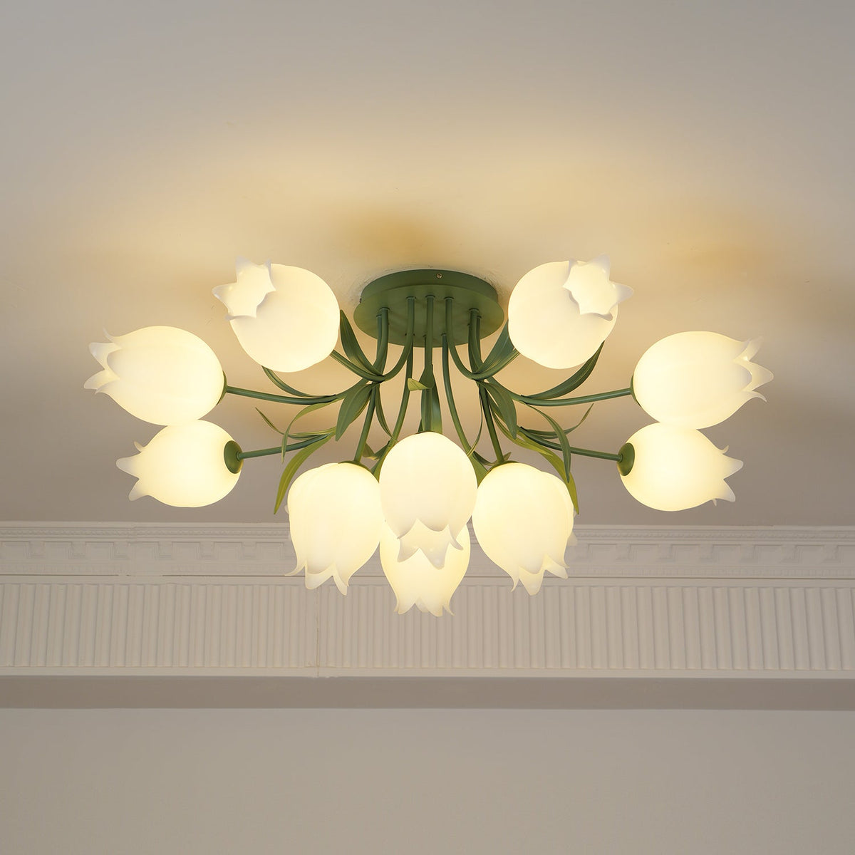 Lampa sufitowa Lily Flower Blossom z zieloną podstawą