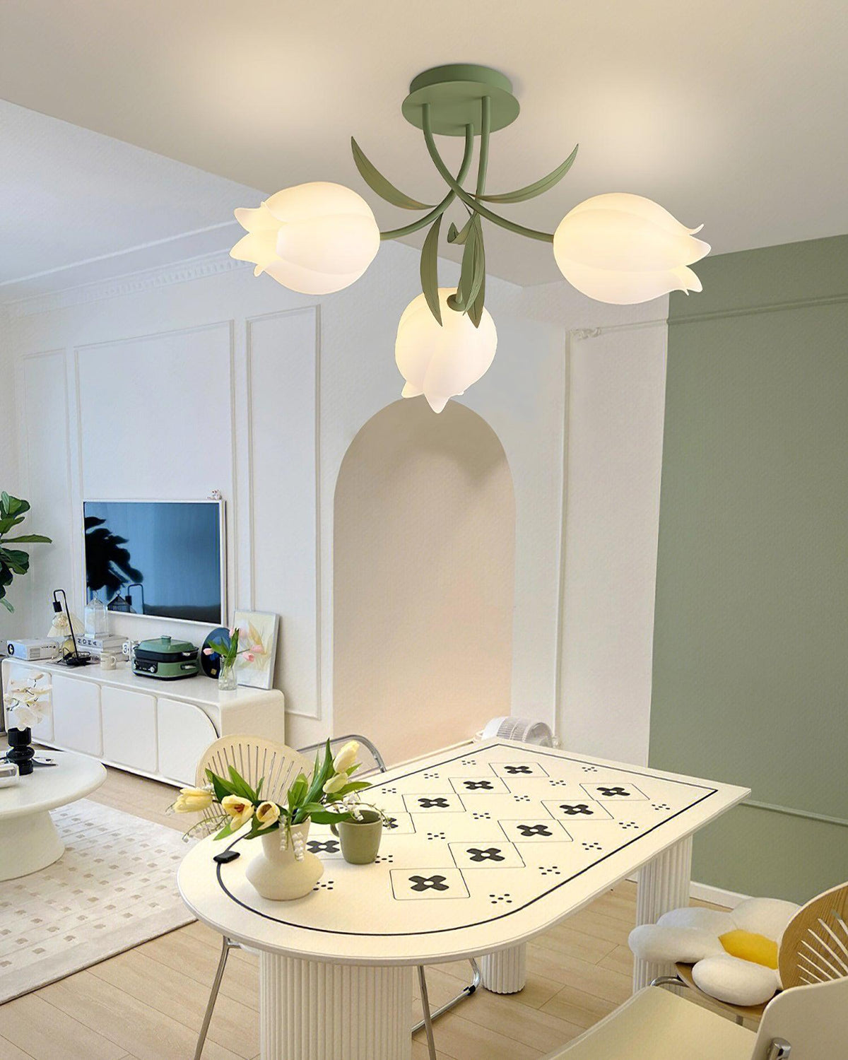 Lampa sufitowa Lily Flower Blossom z zieloną podstawą