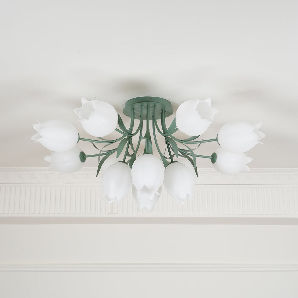 Lampa sufitowa Lily Flower Blossom z zieloną podstawą