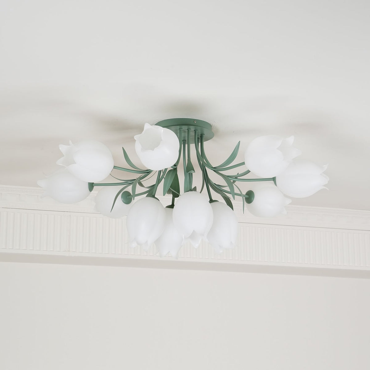 Lampa sufitowa Lily Flower Blossom z zieloną podstawą