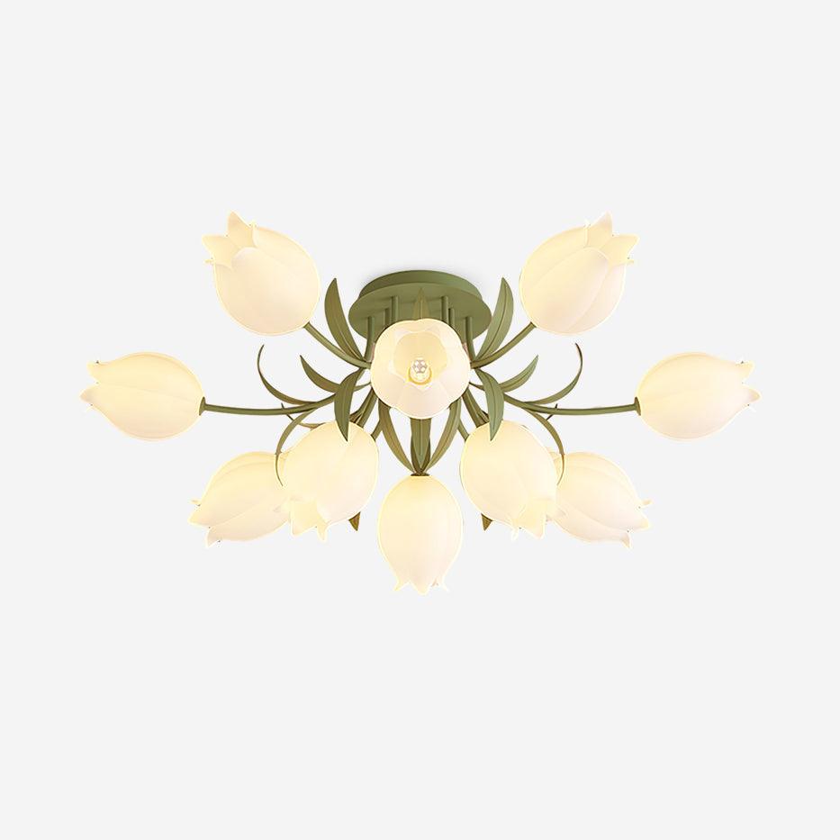 Lampa sufitowa Lily Flower Blossom z zieloną podstawą