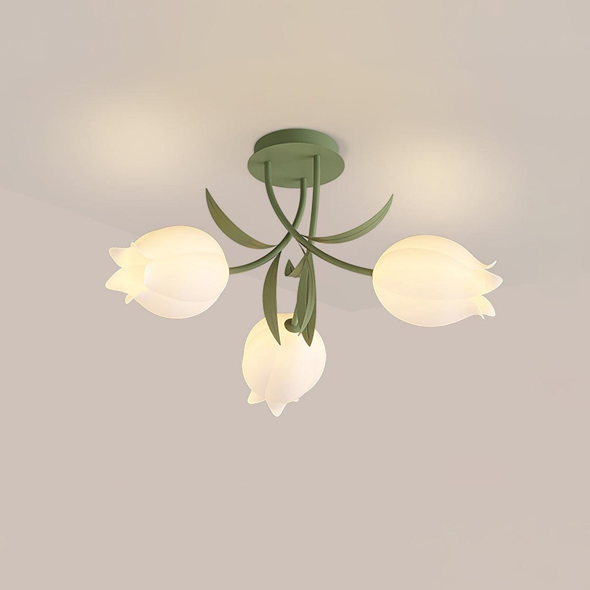 Lampa sufitowa Lily Flower Blossom z zieloną podstawą
