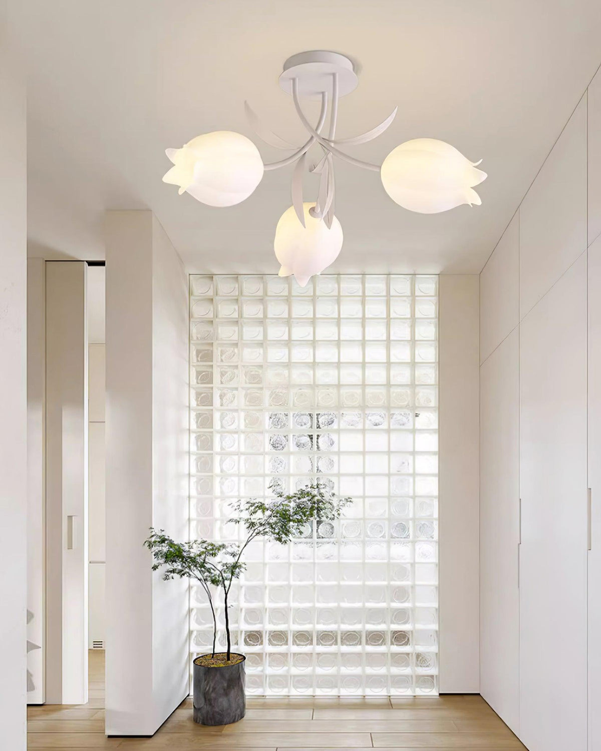 Lampa sufitowa Lily Flower Blossom z zieloną podstawą