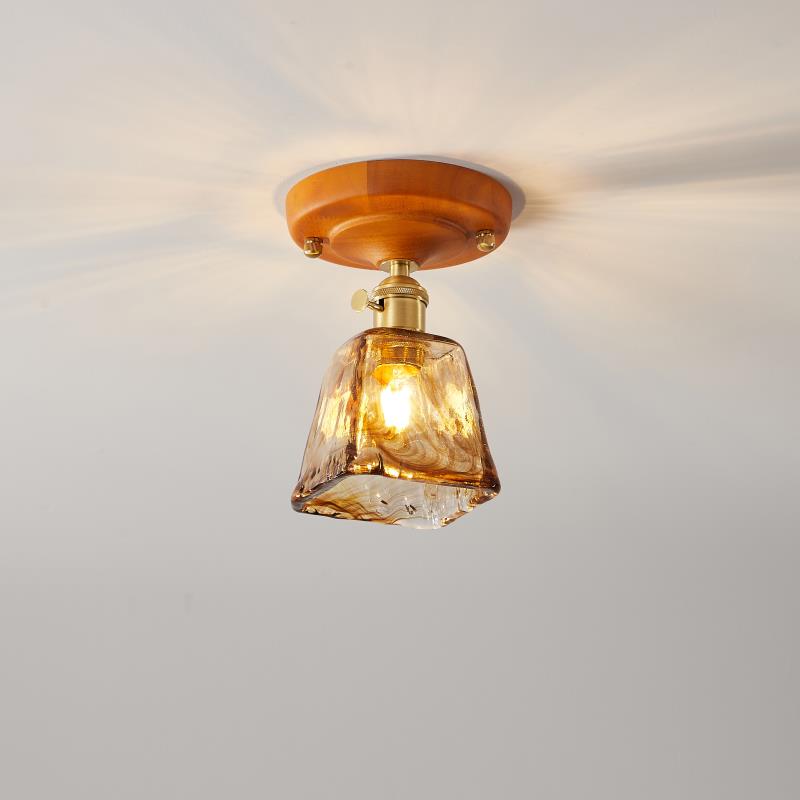 Elano lampa sufitowa Ambra ze szkła i drewna