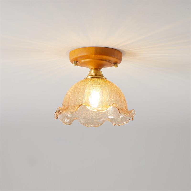Elano lampa sufitowa Ambra ze szkła i drewna