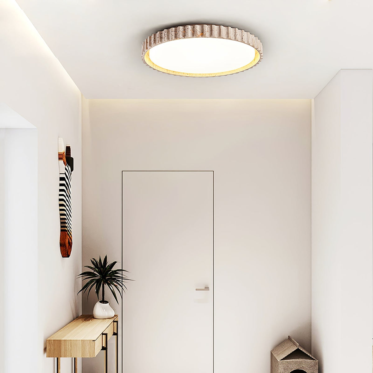Obsidian Fluted Ring Travertine lampa sufitowa