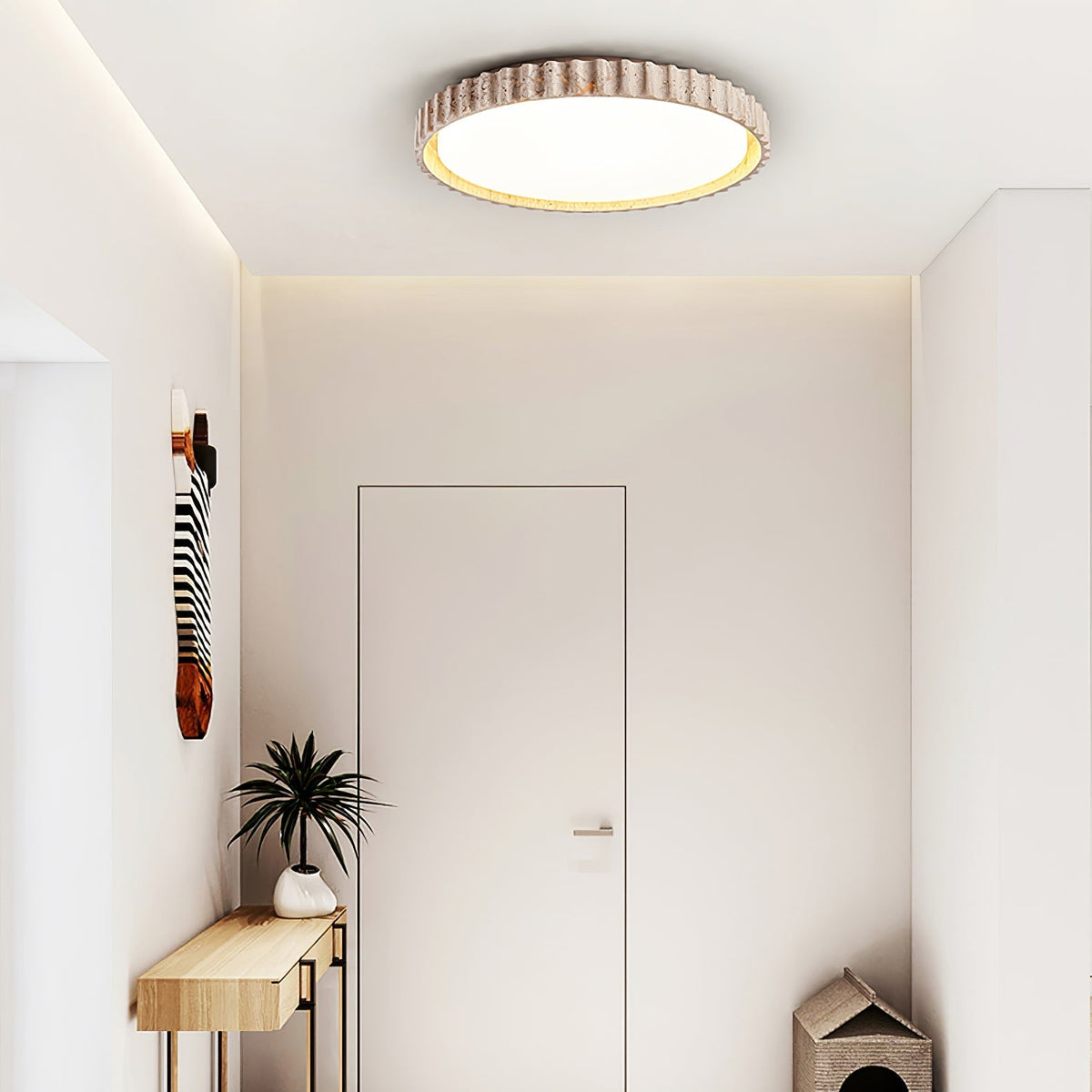 Obsidian Fluted Ring Travertine lampa sufitowa