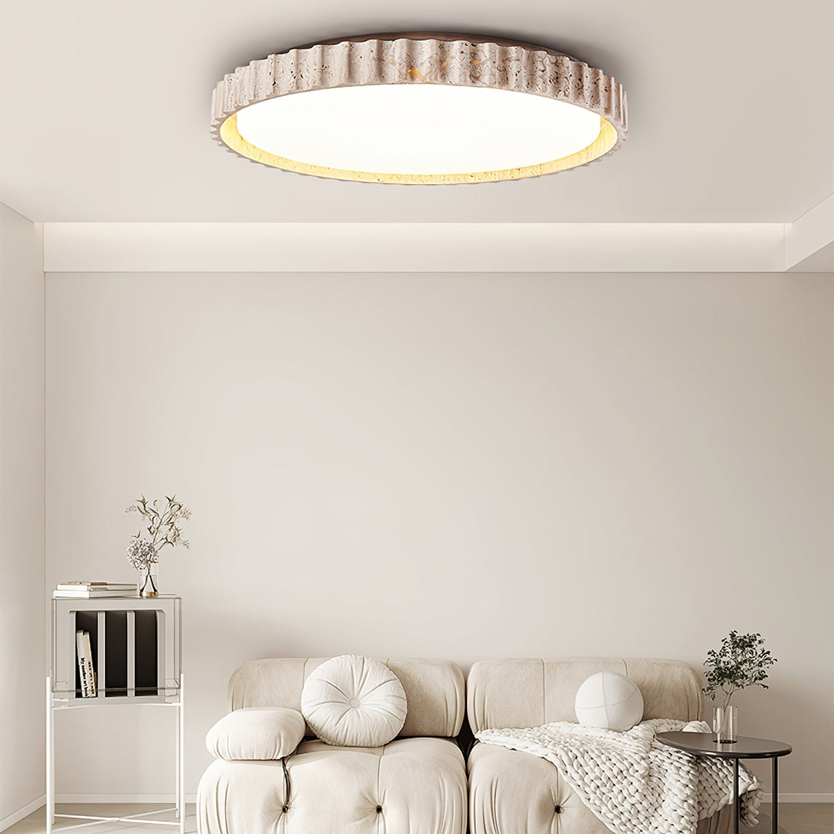 Obsidian Fluted Ring Travertine lampa sufitowa