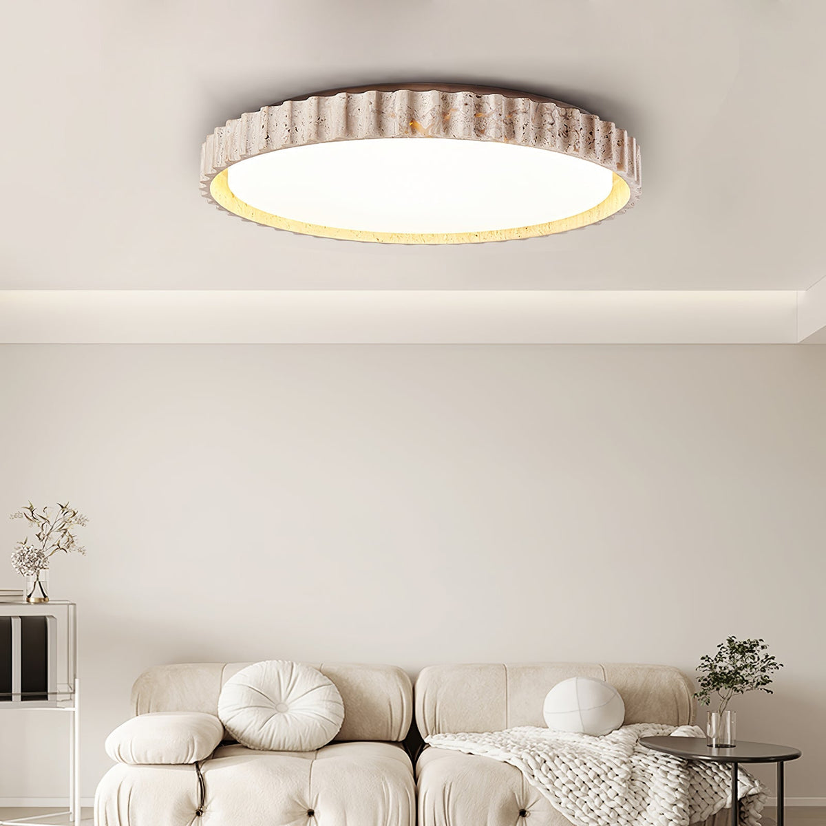 Obsidian Fluted Ring Travertine lampa sufitowa