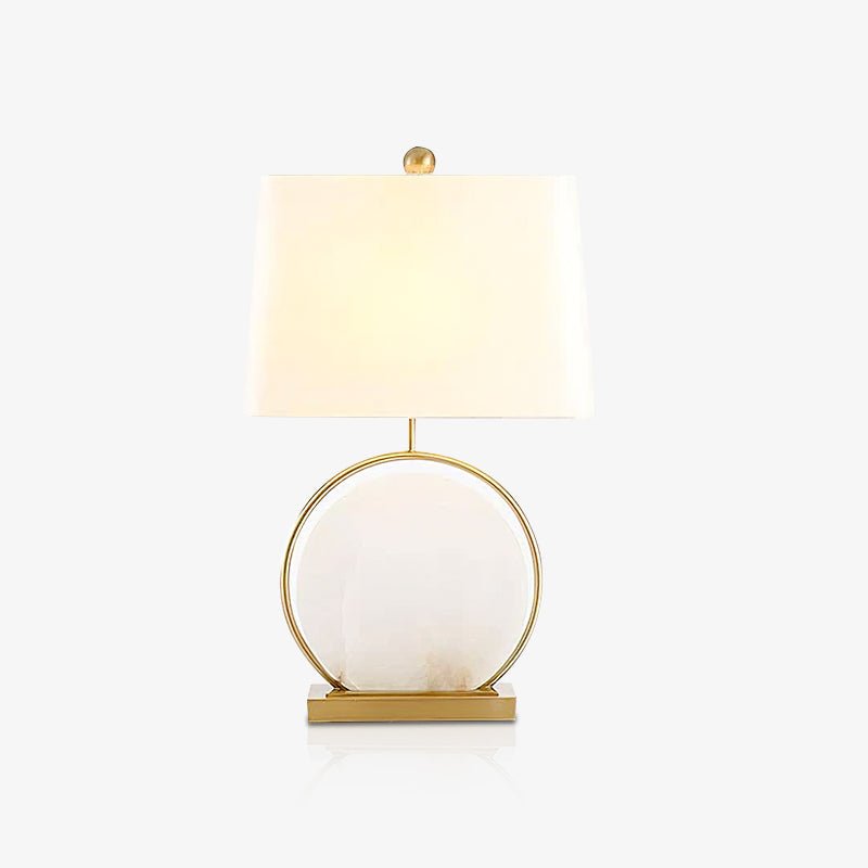 Lampa stołowa Cirilina ze złotym pierścieniem i osłoną z alabastu