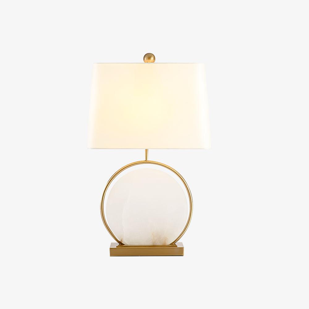 Lampa stołowa Cirilina ze złotym pierścieniem i osłoną z alabastu