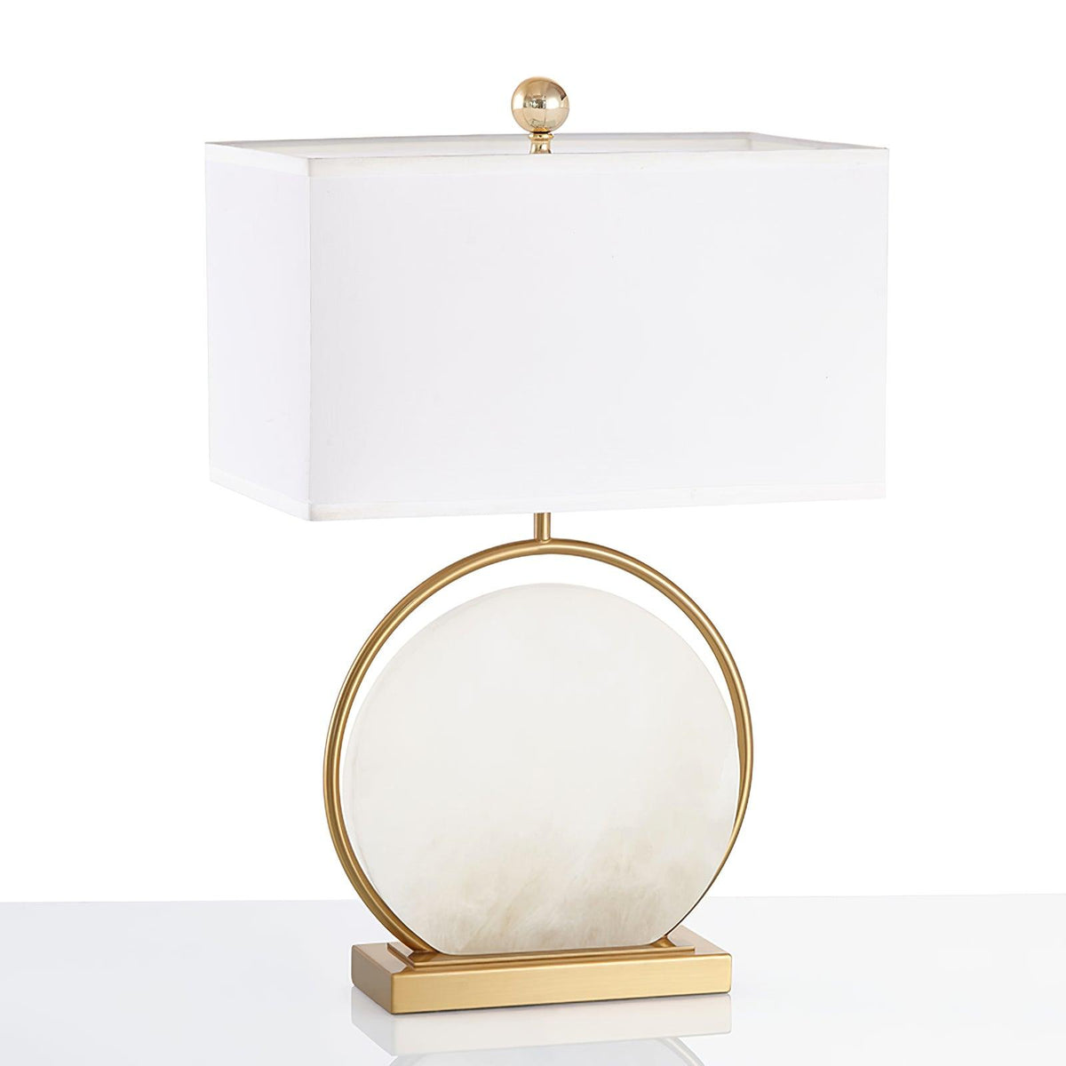 Lampa stołowa Cirilina ze złotym pierścieniem i osłoną z alabastu