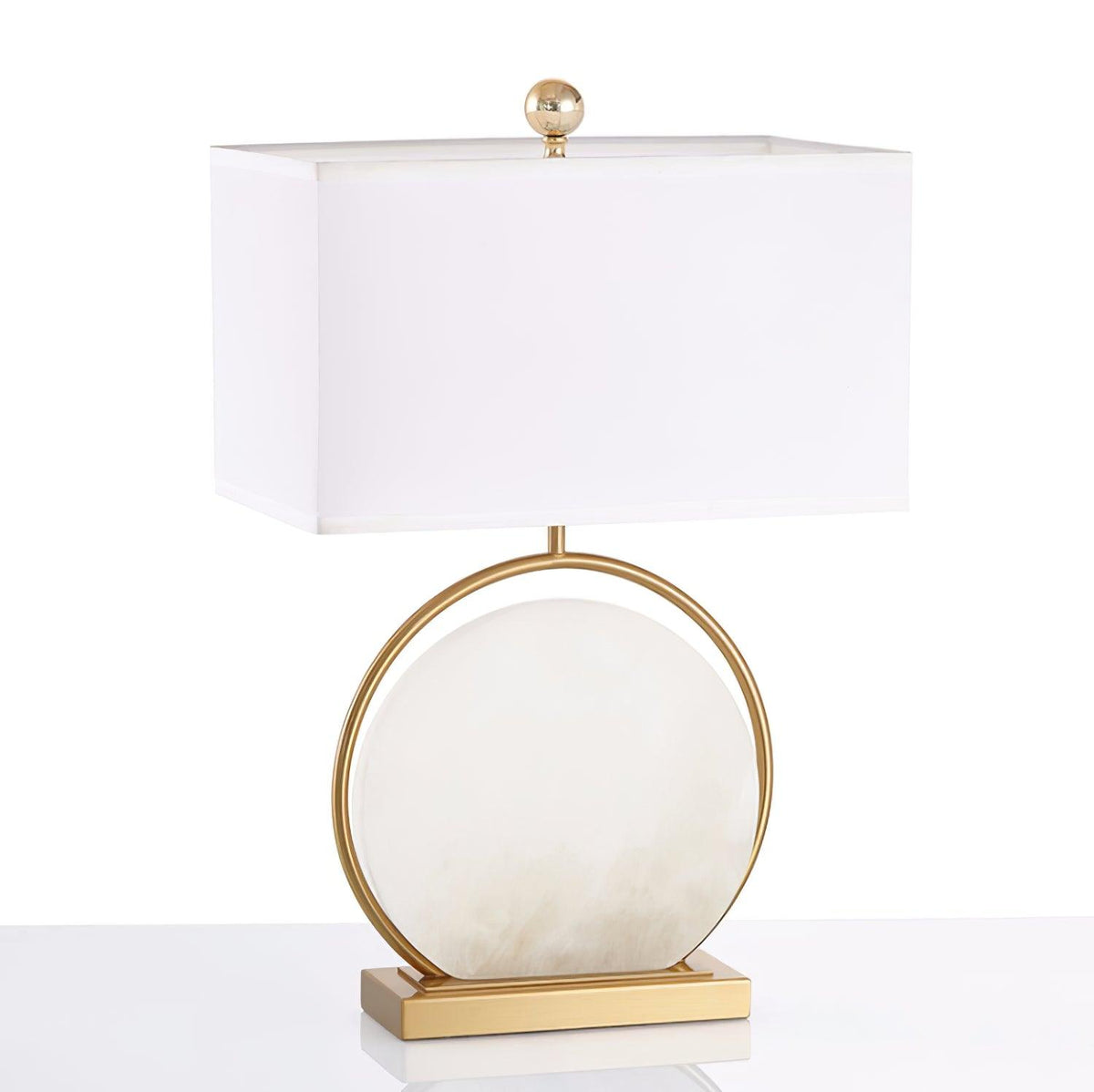 Lampa stołowa Cirilina ze złotym pierścieniem i osłoną z alabastu