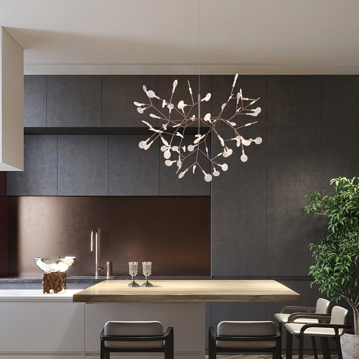 Auroreon żyrandol Rose Gold Firefly LED Branch