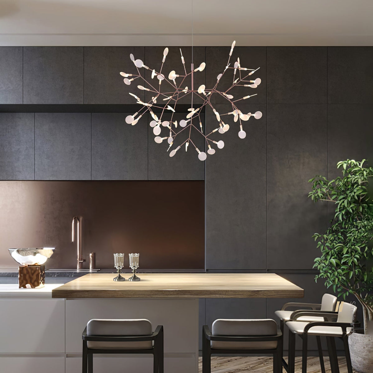 Auroreon żyrandol Rose Gold Firefly LED Branch