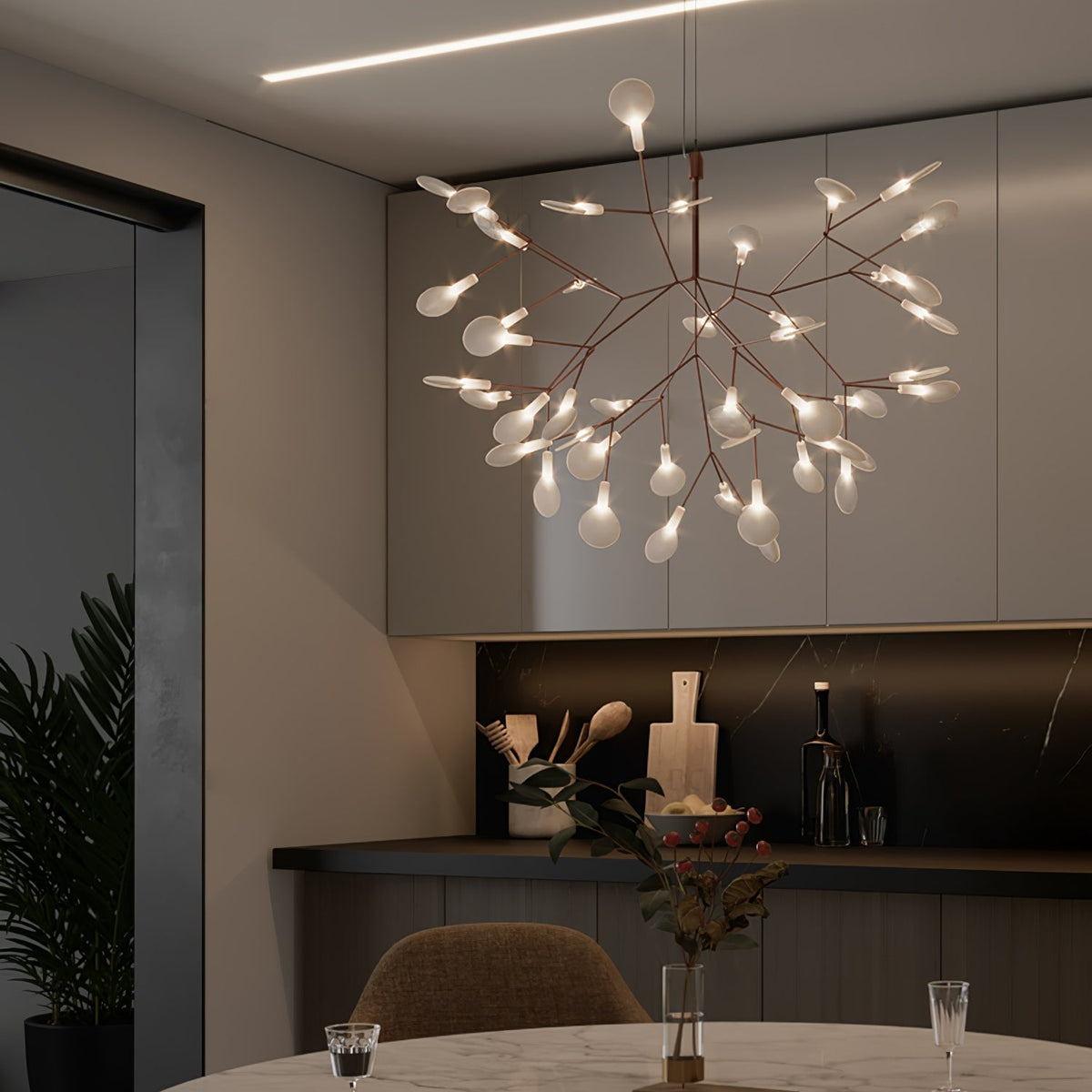 Auroreon żyrandol Rose Gold Firefly LED Branch