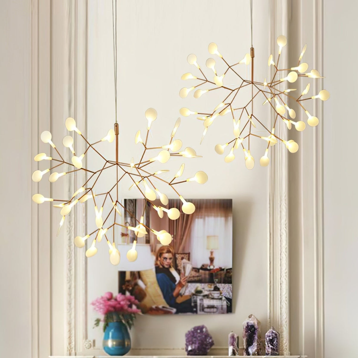 Auroreon żyrandol Rose Gold Firefly LED Branch