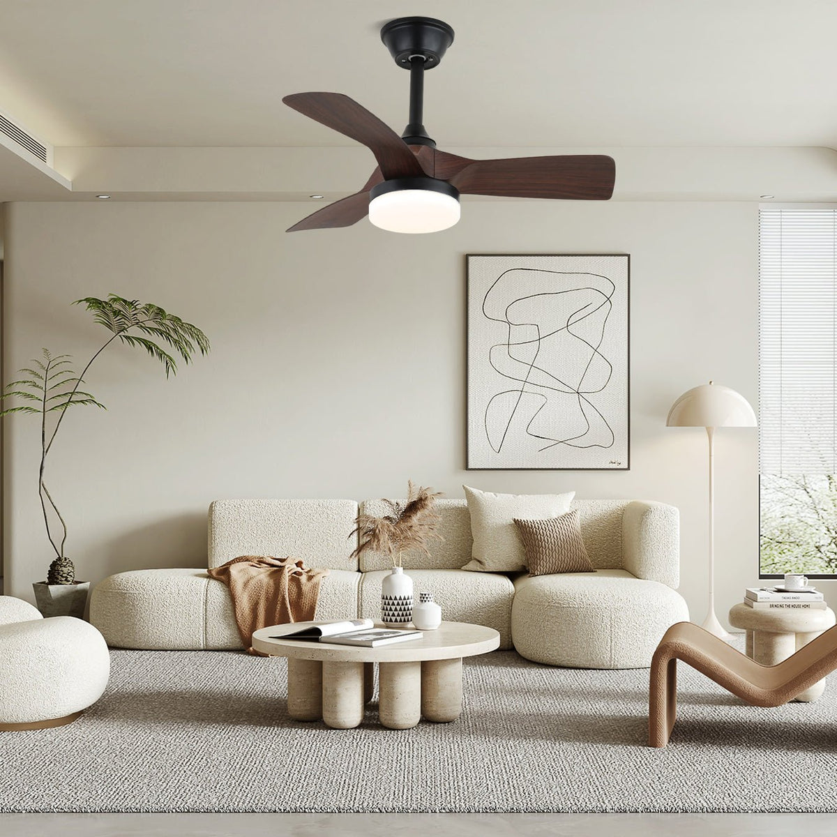 Orlen minimalistyczna lampa sufitowa z wentylatorem drewniana