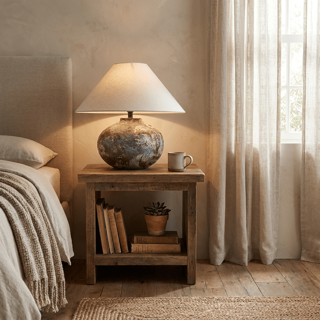 Odrielle lampy stołowe ceramiczne w stylu distressed