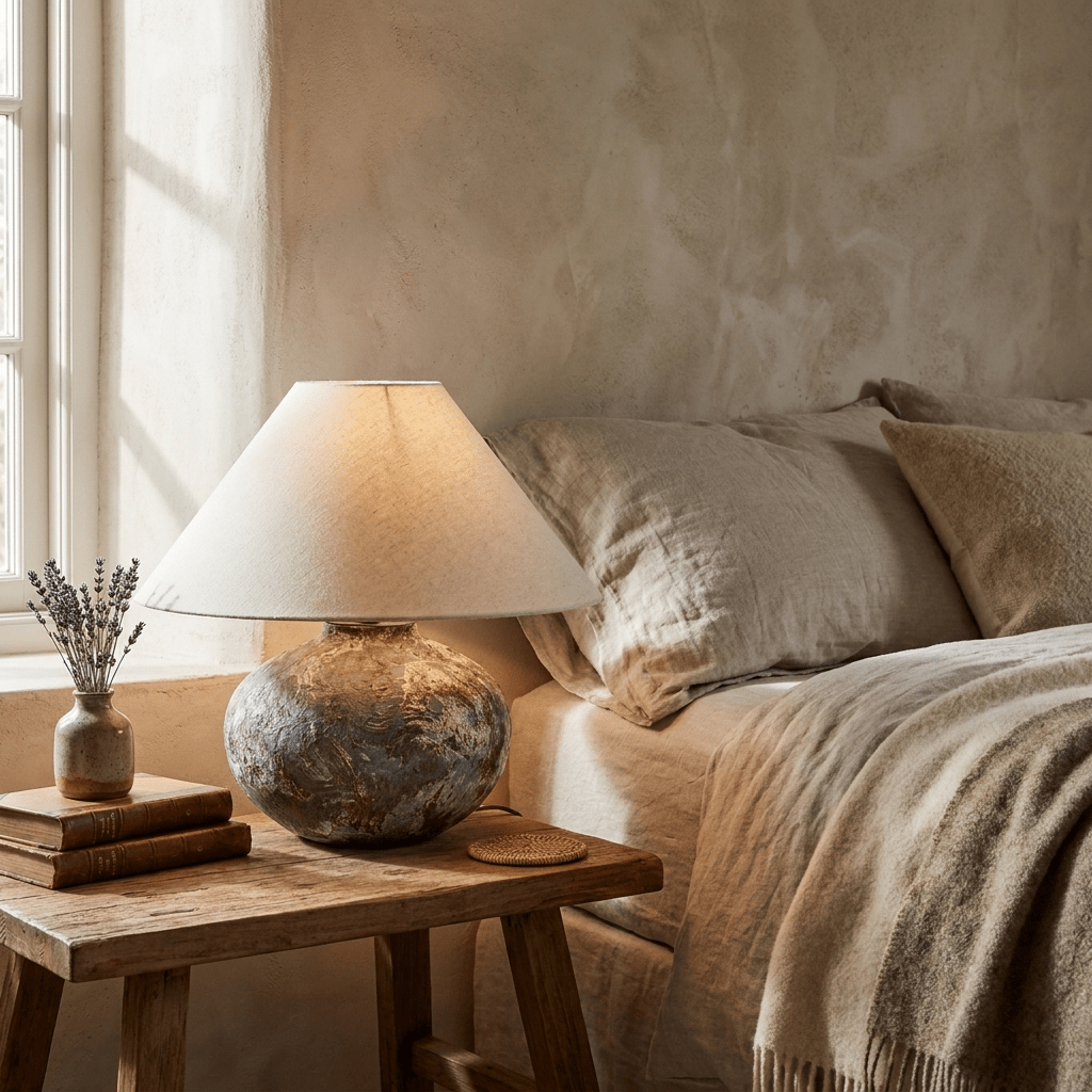 Odrielle lampy stołowe ceramiczne w stylu distressed