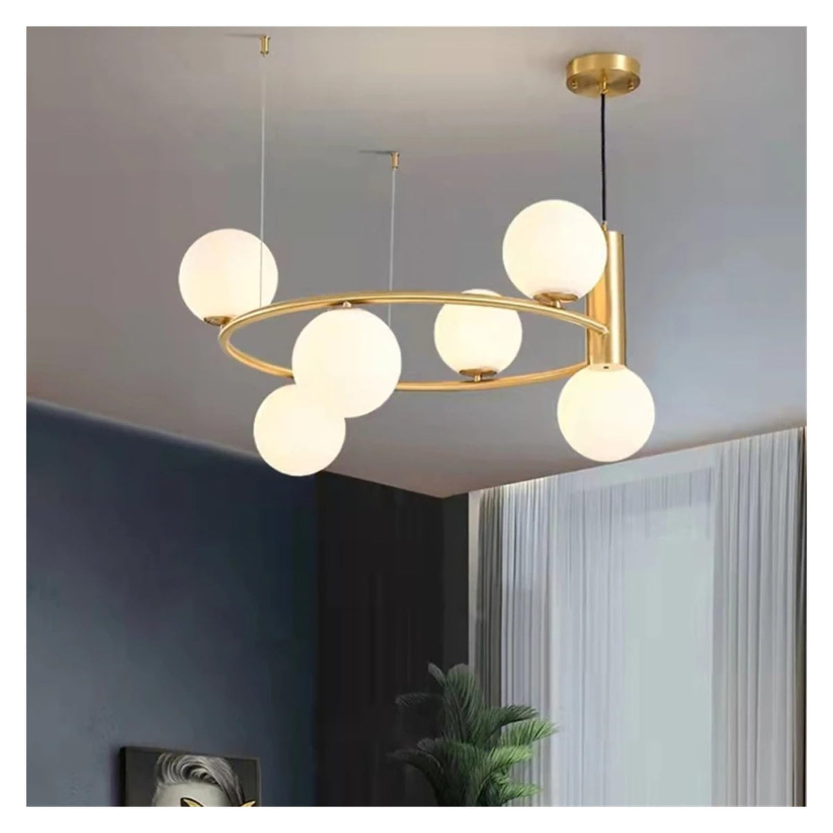 Valentina nowoczesna lampa wisząca pierścieniowa Magic Bean czarna/złota metal