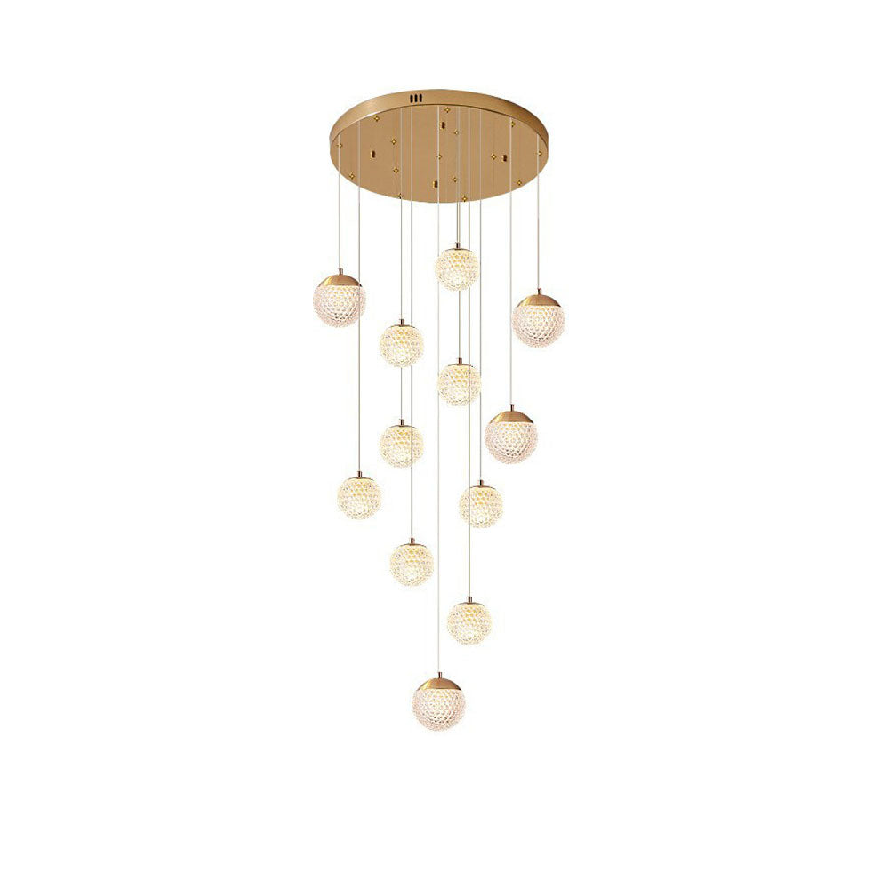 Arisha wielostopniowa nowoczesna lampa wisząca w stylu Art Deco Jibril, złoto