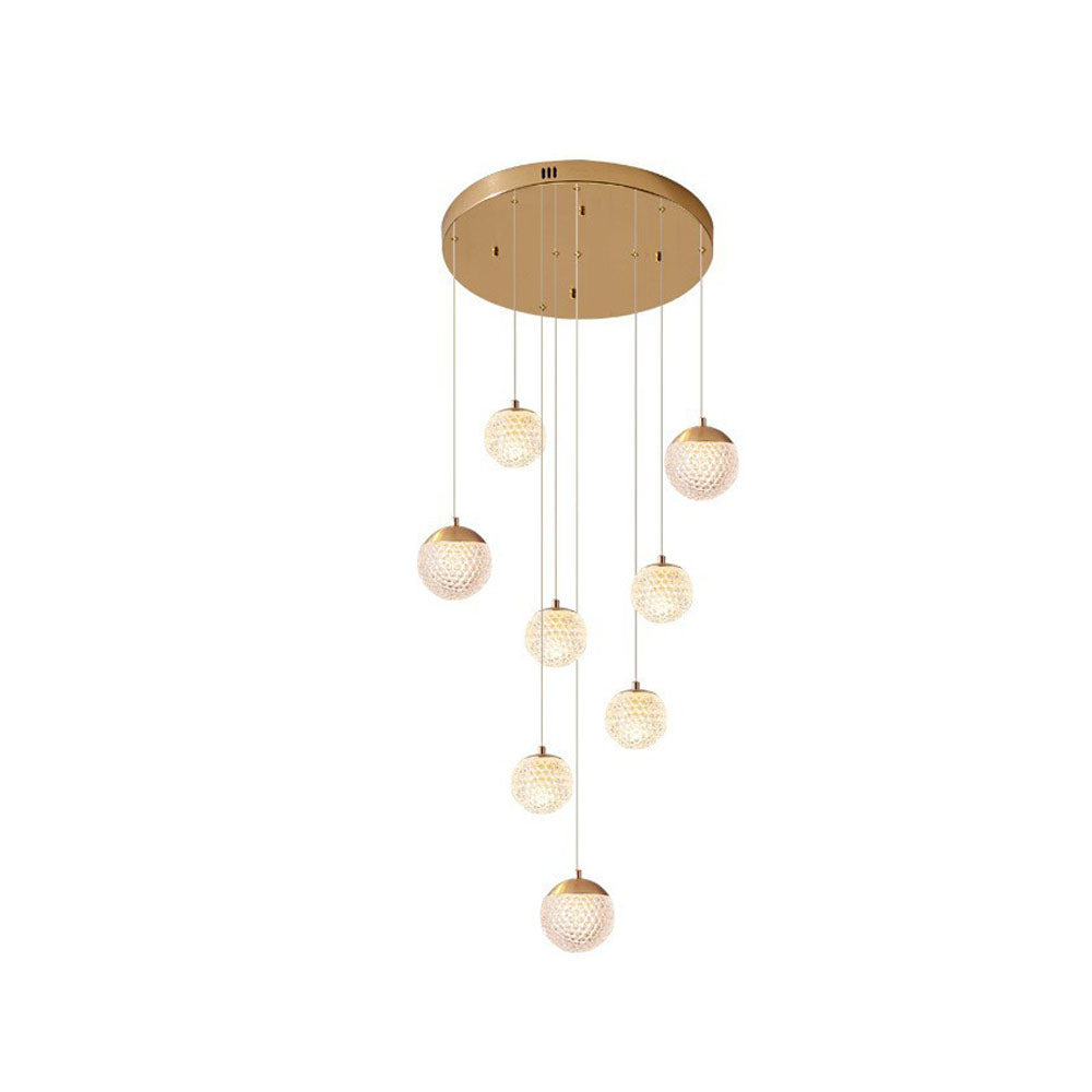 Arisha wielostopniowa nowoczesna lampa wisząca w stylu Art Deco Jibril, złoto