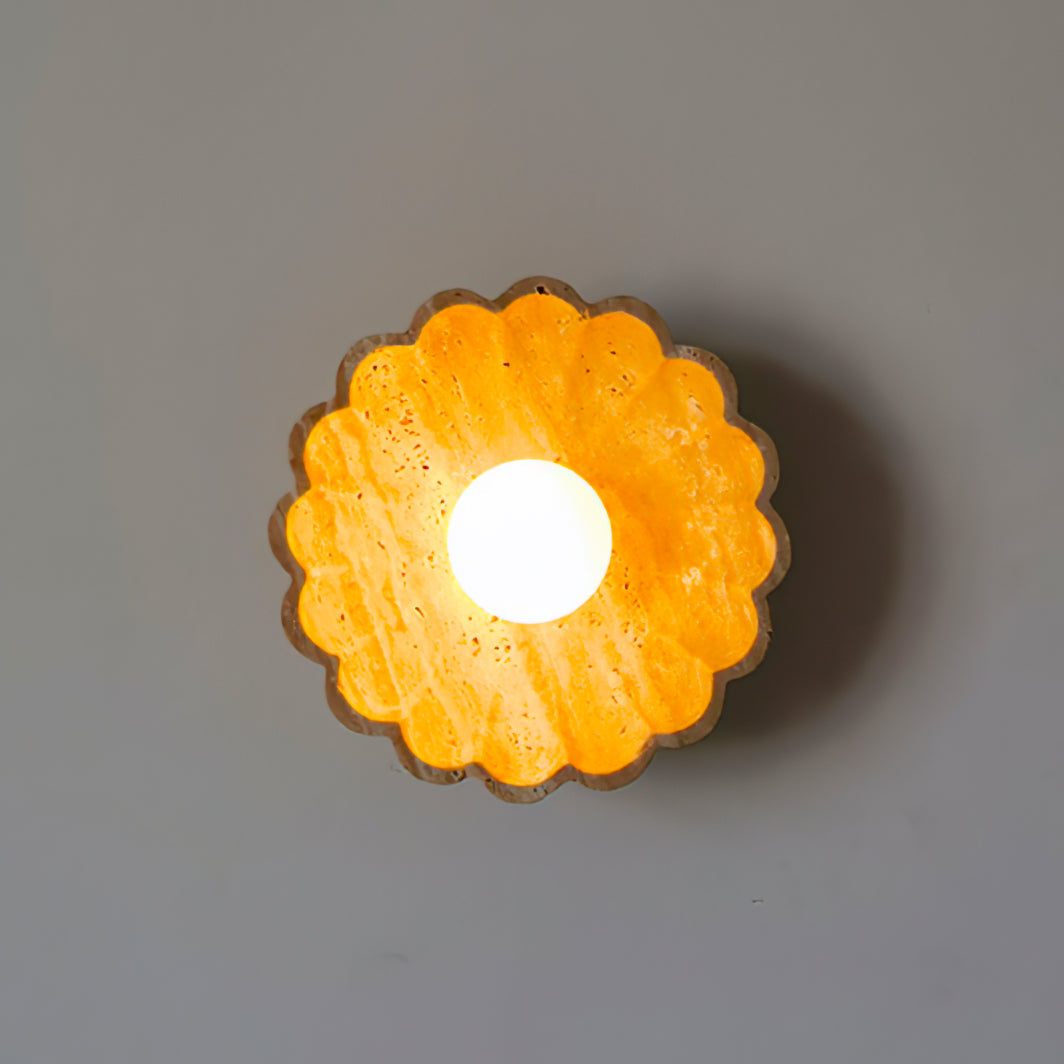 Lampa ścienna Ritta Flower ze szkła i żółtego travertynu