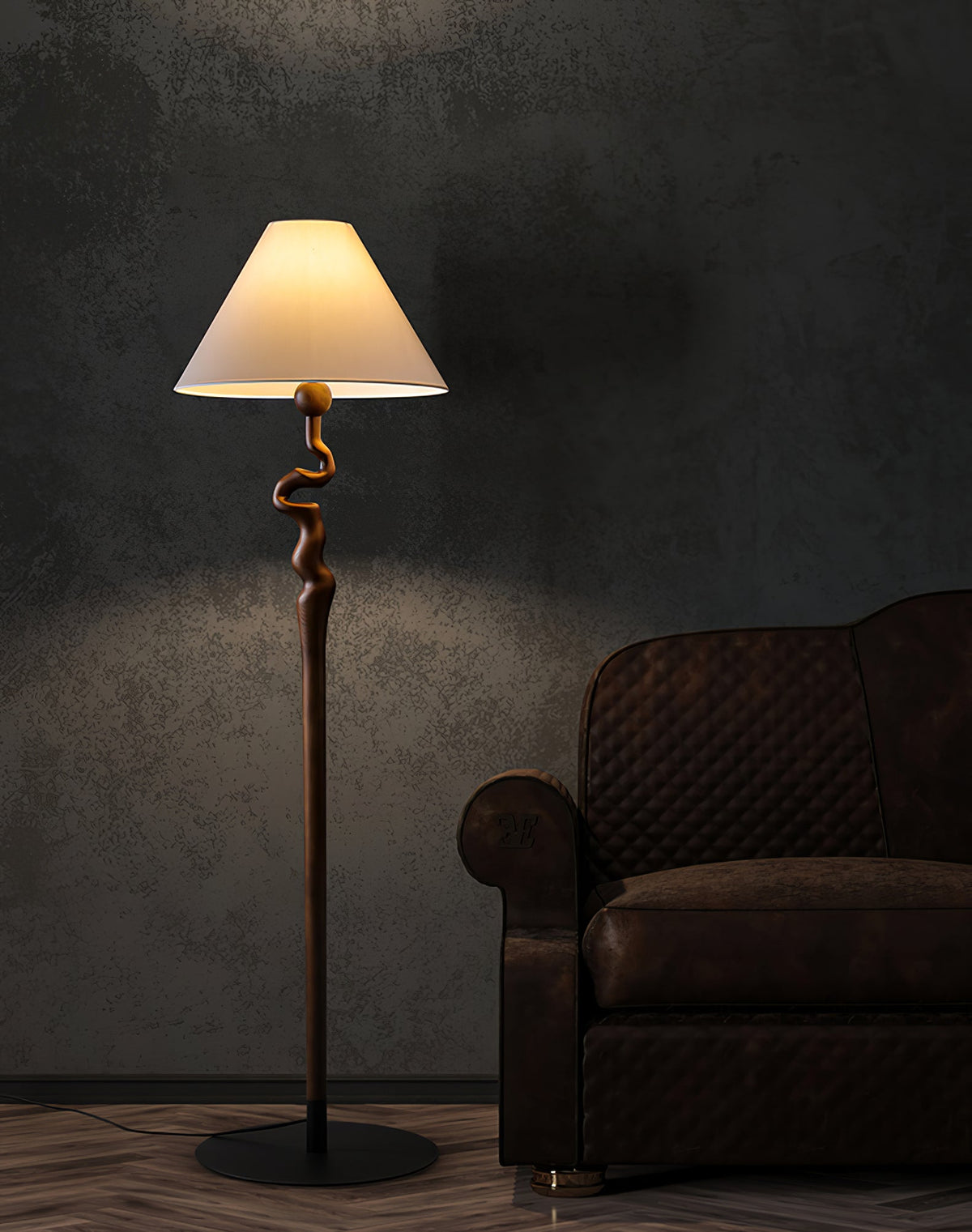 Avloril artystyczna lampa stojąca z drewna