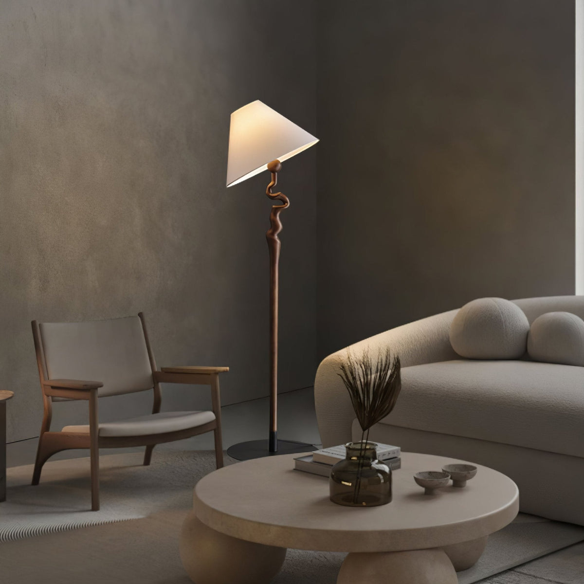 Avloril artystyczna lampa stojąca z drewna