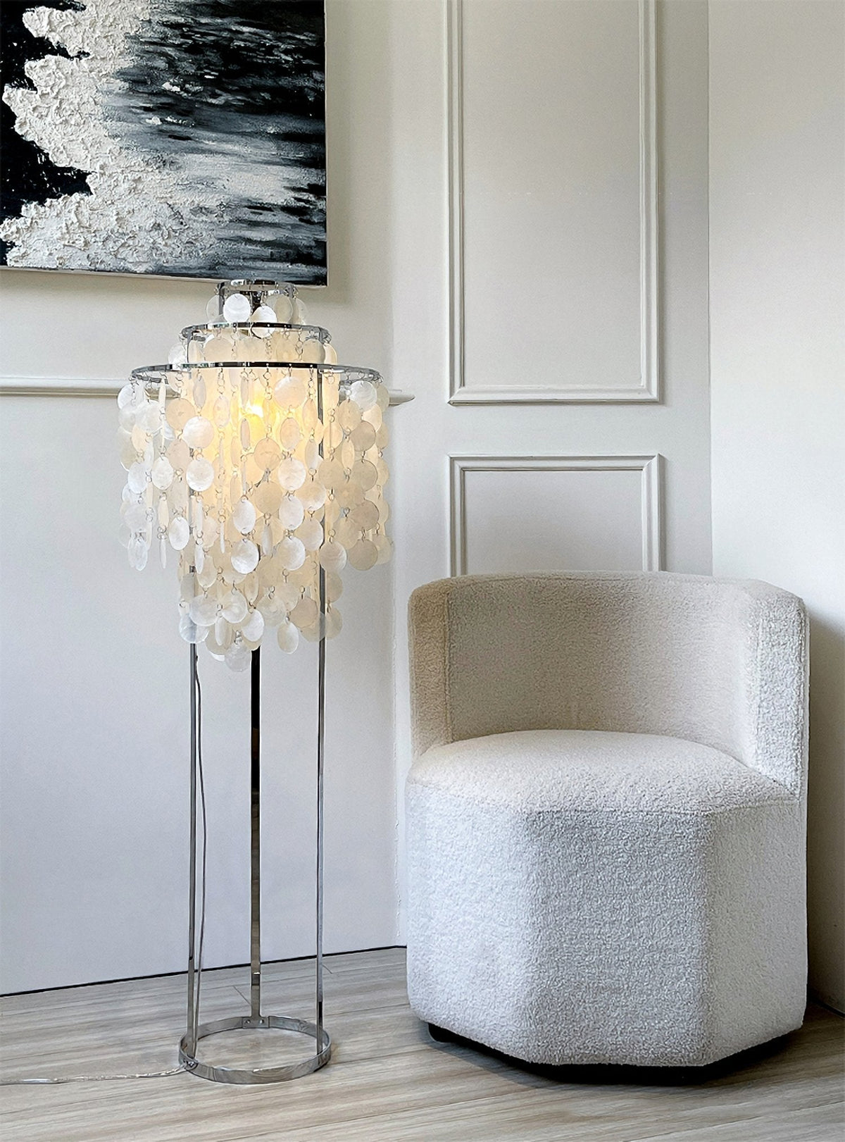 Wern Glam drewniana lampa stojąca ze szkła