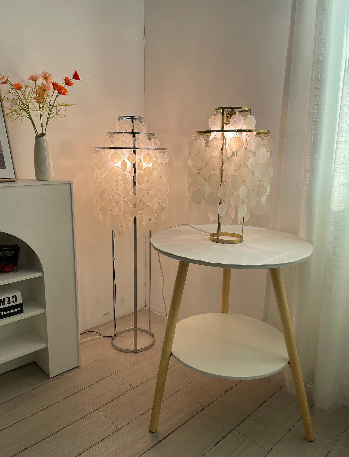 Wern Glam drewniana lampa stojąca ze szkła
