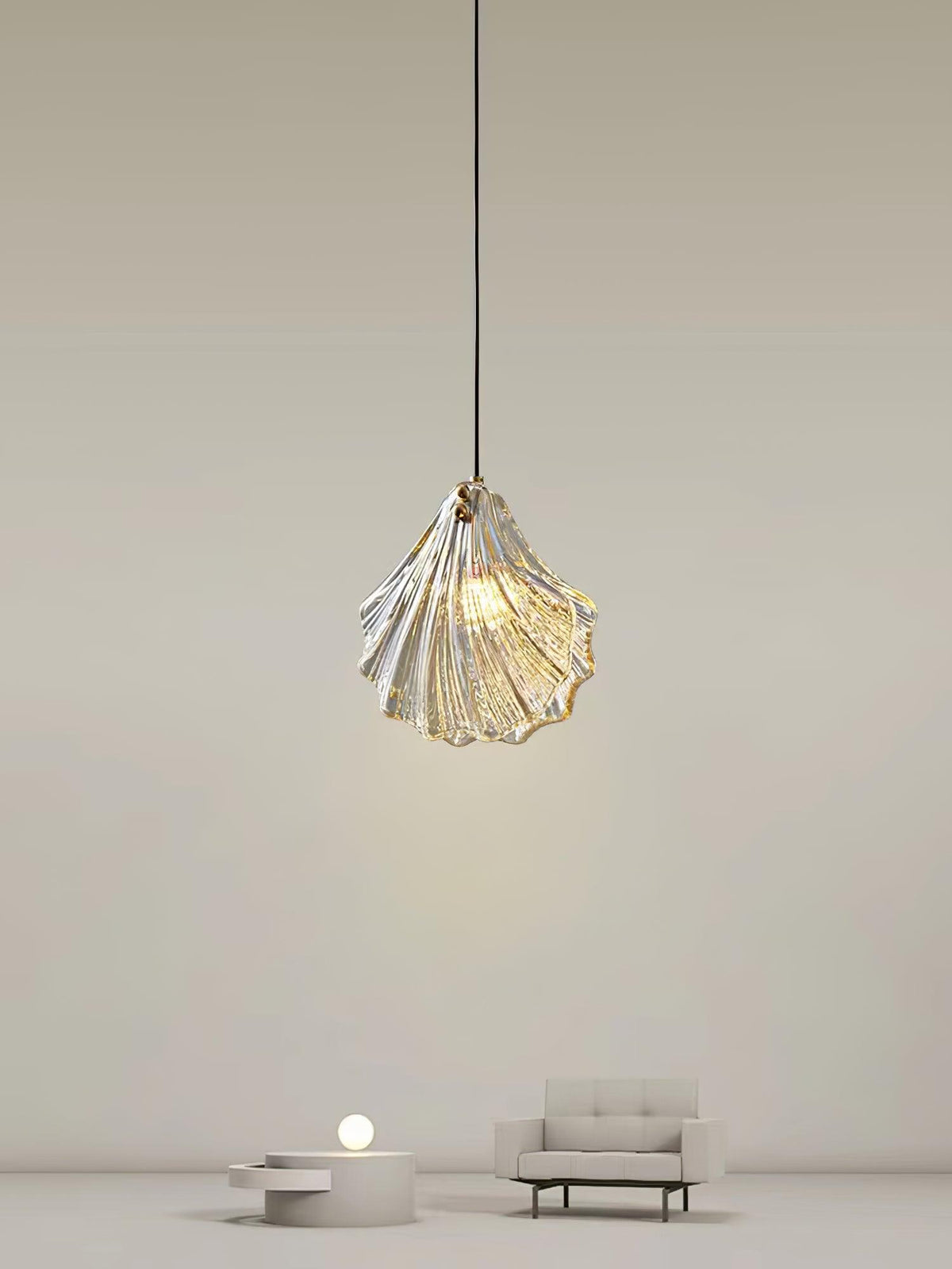 Covene żyrandol wiszący ze szkła w stylu nordyckim Art Shell Mini Swag