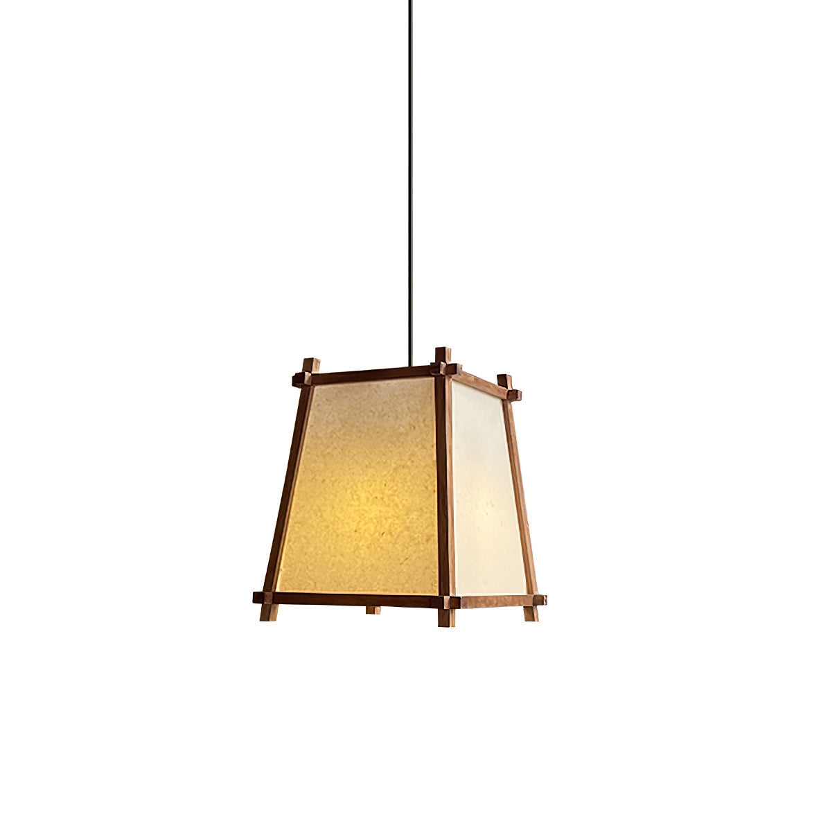 Ritta lampa wisząca z płócienną osłoną w geometrycznej ramie