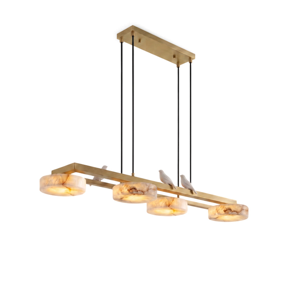 Havercombe Długi żyrandol z ptakiem i alabastrem