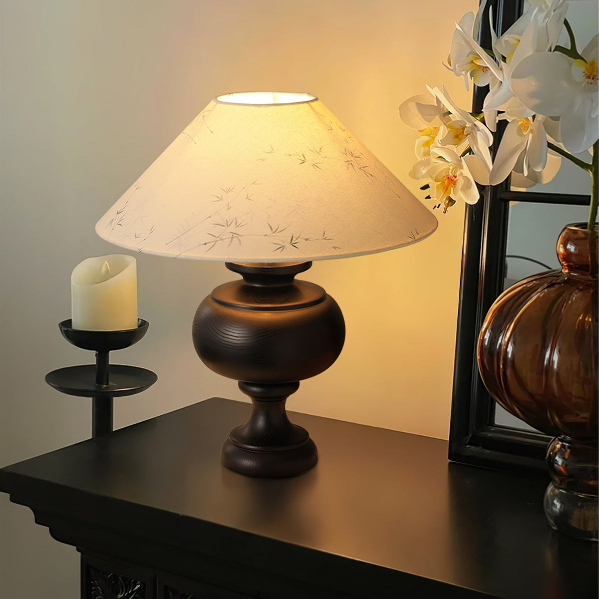 Culiril lampa stołowa z płótna o orientalskim wzorze