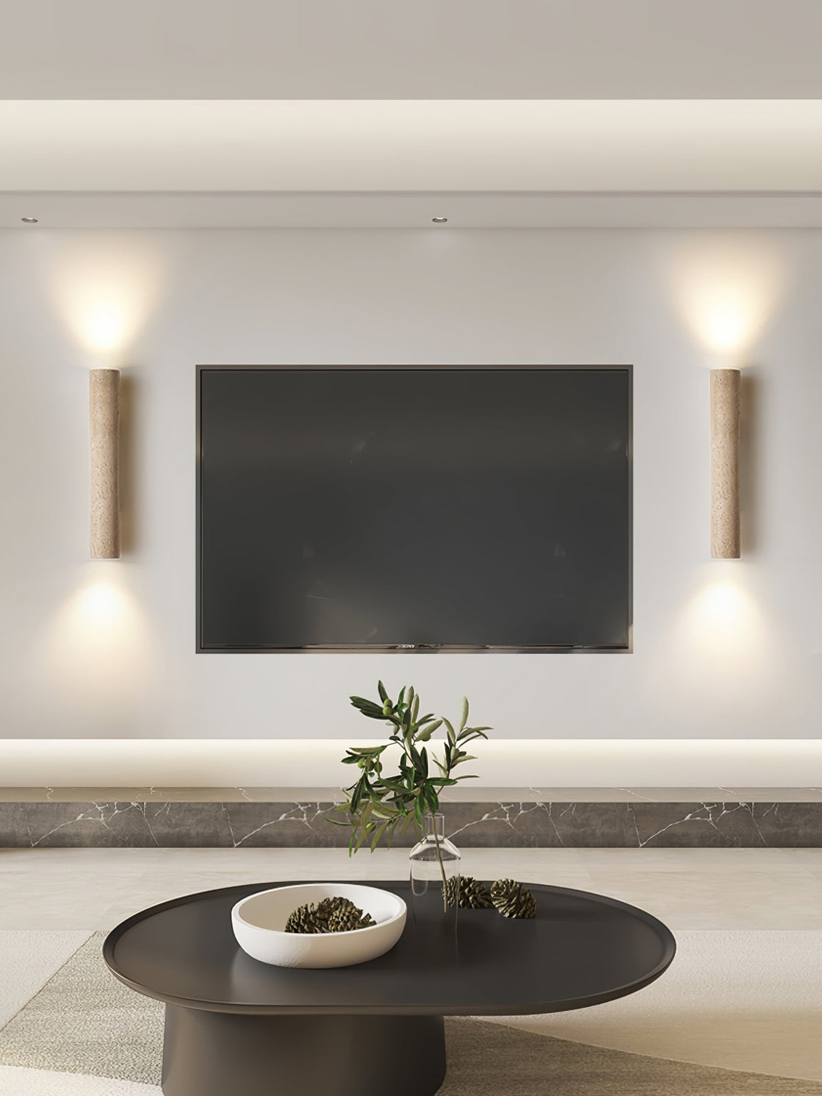 Seranise Slim Cylinder Travertine Kinkiet