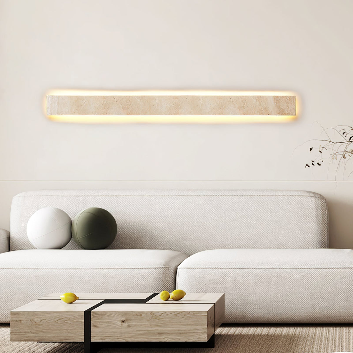 Tavoelia Slim Rectangle Travertine liniowy kinkiet