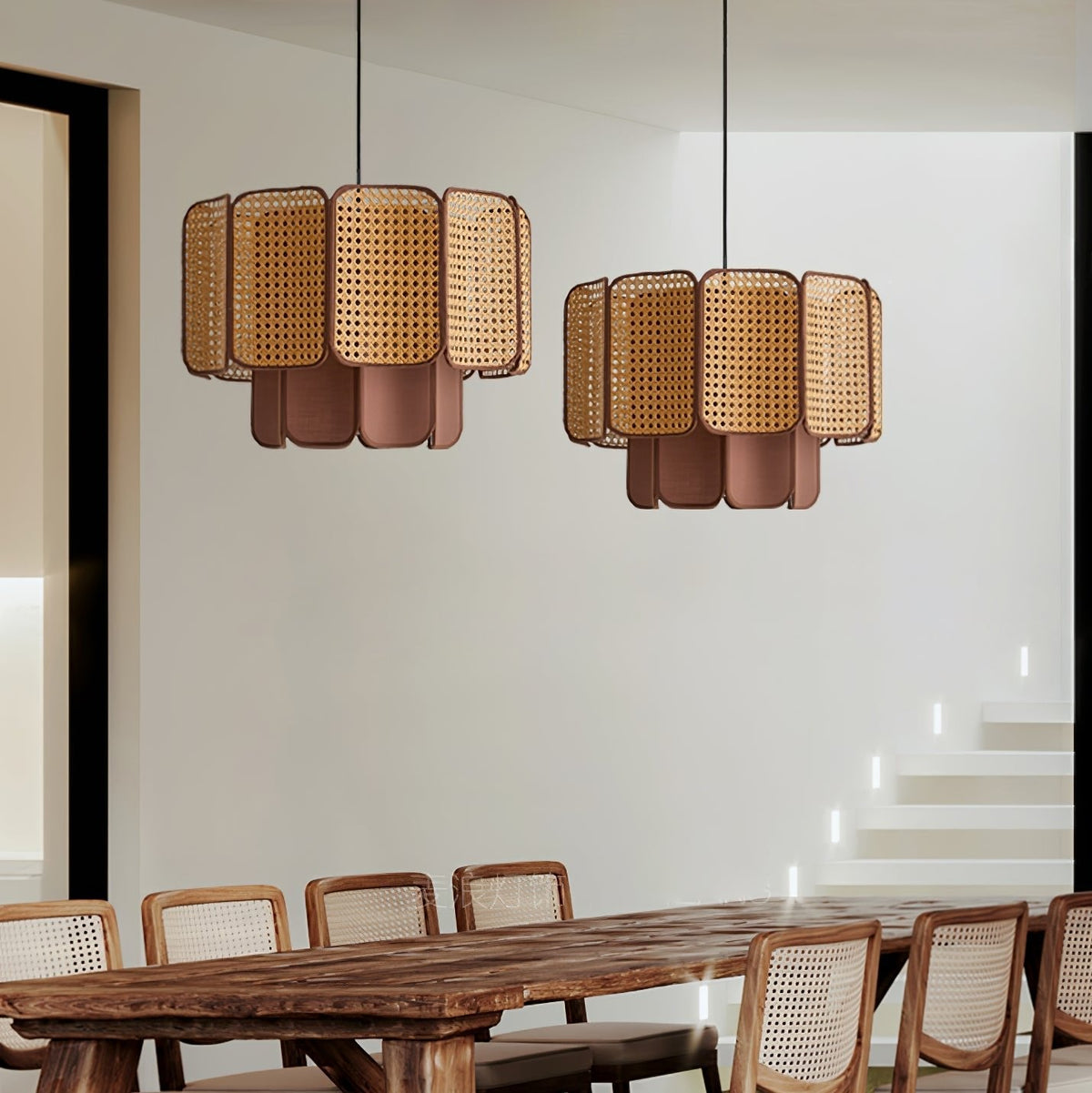 Soltera wisząca lampa ze splecionego rattanu
