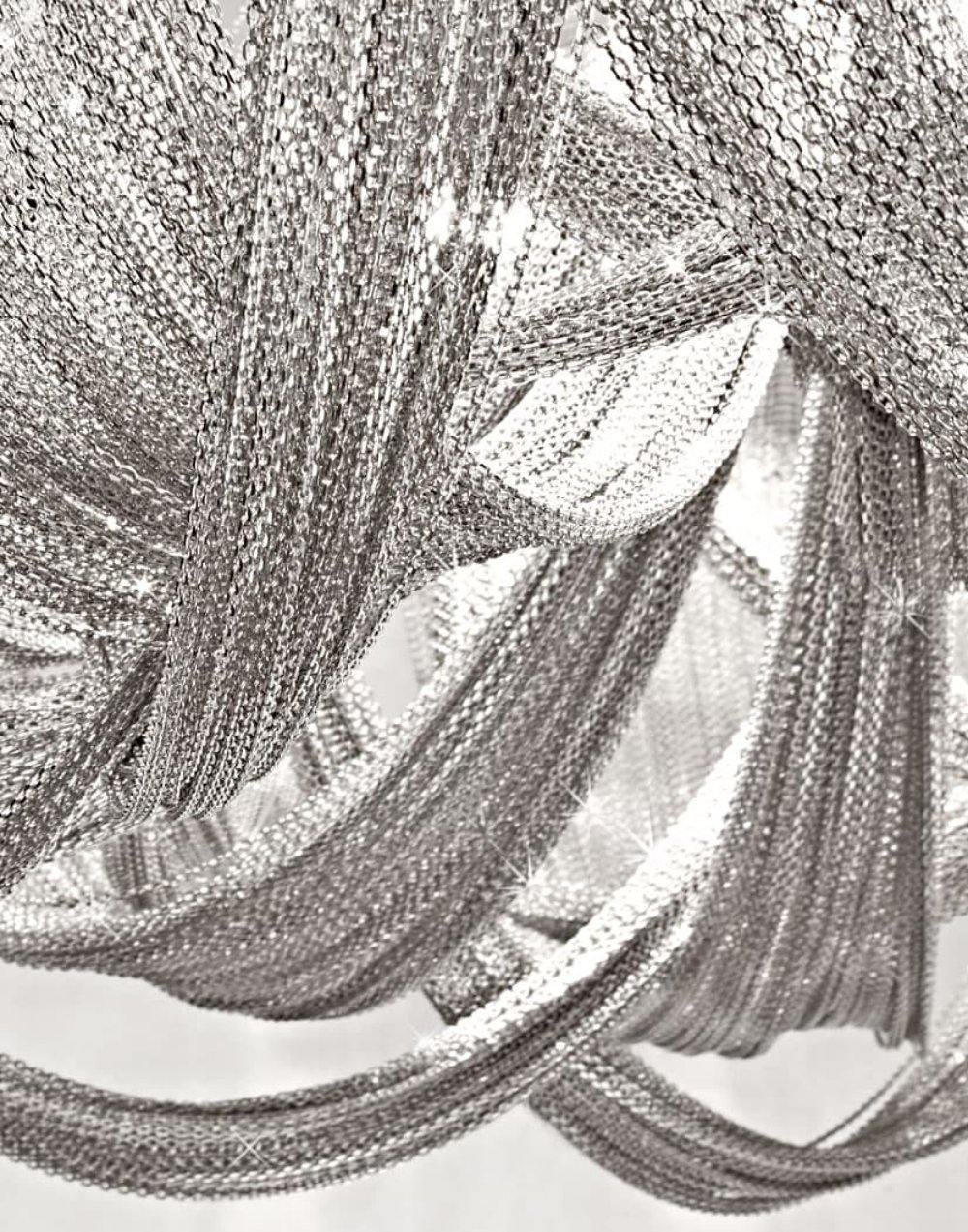 Talj lampa sufitowa z kordem aluminiowym ramą posrebrzaną