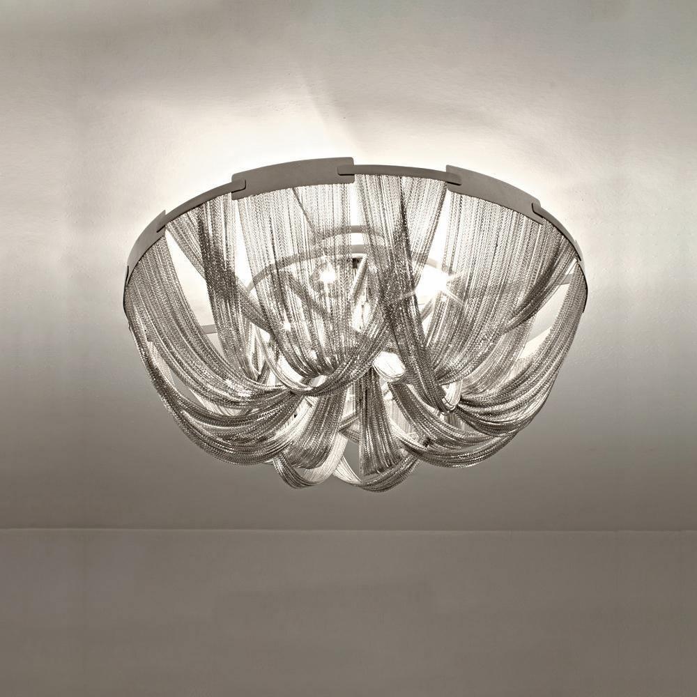 Talj lampa sufitowa z kordem aluminiowym ramą posrebrzaną