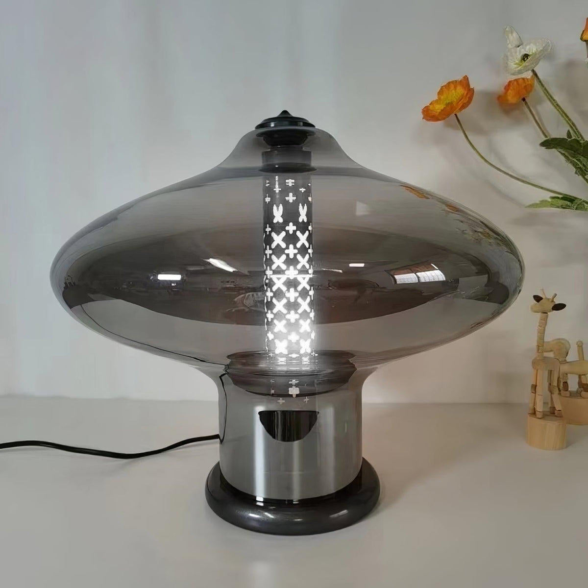 Anthony nowoczesna lampa stołowa ze szkła