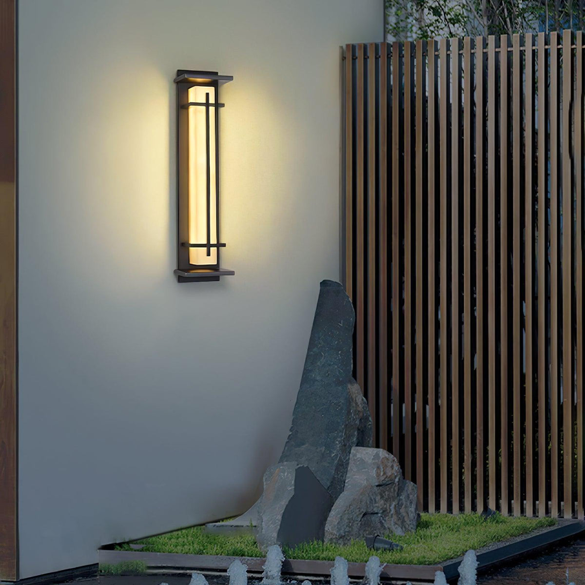 Avenirette kwadratowa zewnętrzna lampa kinkietowa imitująca alabaster wodoodporna